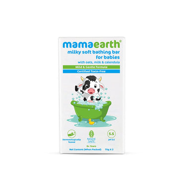 Mamaearth Milky Soft Bathing Bar for Babies with Oats, Milk & Calendula – 75g x 2 & Mineral Based Sunscreen for Babies (50 ml/50 g)